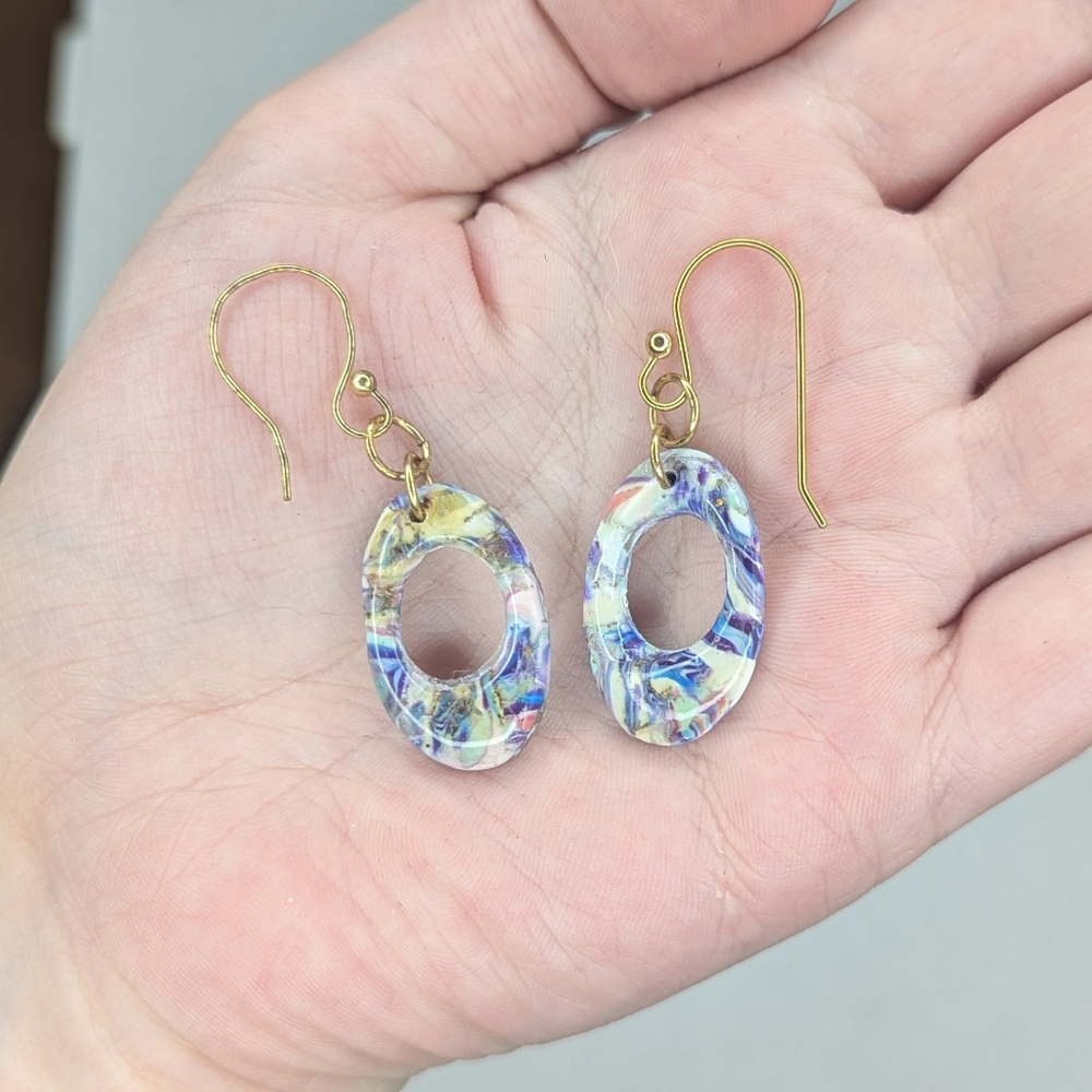 Blue Gold And White Earrings - Picture 6 of 11